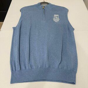 Peter Millar Crown Mens Vest Large Blue 1/4‎ Zip Cashmere Silk Oldmoney Golf